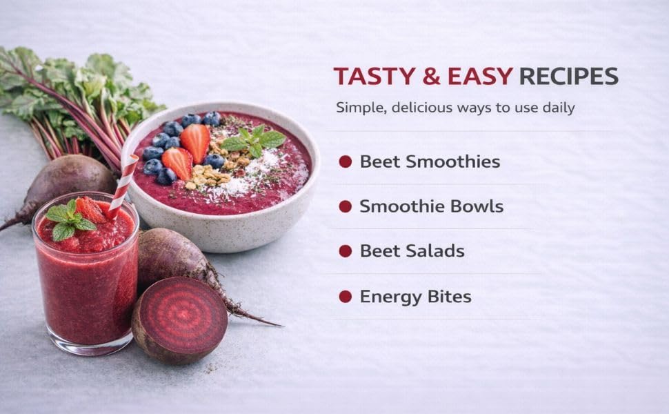 Chérie Sweet Heart Organic Beet Root Powder – Raw, Non-GMO, 1 LB – Natural Energy Boost, Supports Circulation, Detox, & Heart Health – Vegan, Gluten-Free