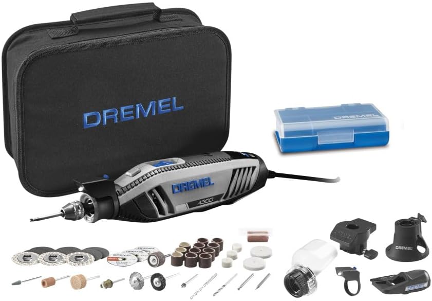 Dremel 4300-9/64 Rotary Tool Kit with Flex Shaft - 9 Attachments & 64 Accessories - Ideal for Engraving, Etching, Sanding, and Polishing