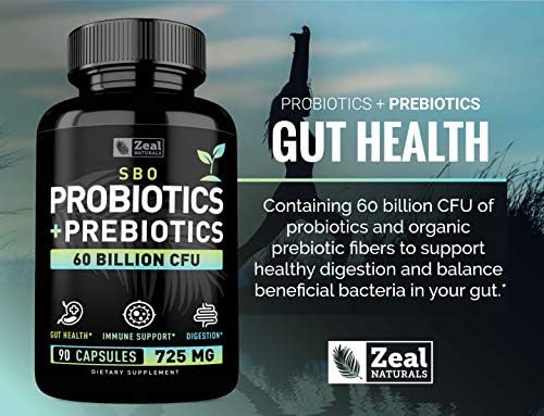 Probiotics and Prebiotics + SBO Probiotics (60 Billion CFU | 90 Capsules) Acidophilus Probiotic w. Saccharomyces Boulardii