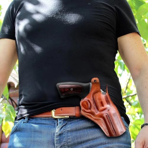 Masc Premium Leather OWB Paddle Holster for with Thumb Break Fits, GP-100 4.2-inch, Brown #1033#