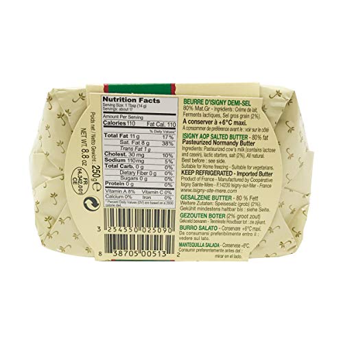 Isigny Ste Mere, Butter Churned Salted, 8.8 Ounce