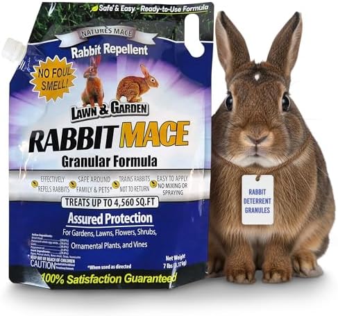 Nature's MACE Rabbit Mace Rabbit Repellent 3 lb Granules | Gardens, Lawns, Farms & Landscapes, Treats 1,350 sq ft, Granular Deterrent, All-Season Use, Safe for Pets, Children, Plants.