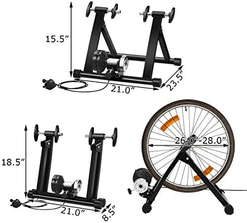 Goplus Bike Trainers for Indoor Riding, Folding Stationary Bike Stand with Magnetic Flywheel for Bicycle Cycling Training