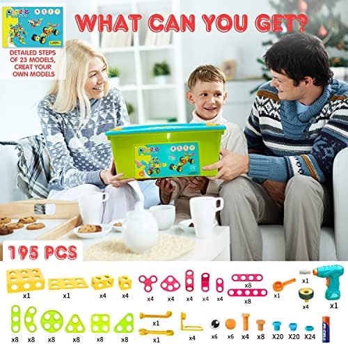 NXONE 195 PCS STEM Toys, Building Sets for Kids 3+