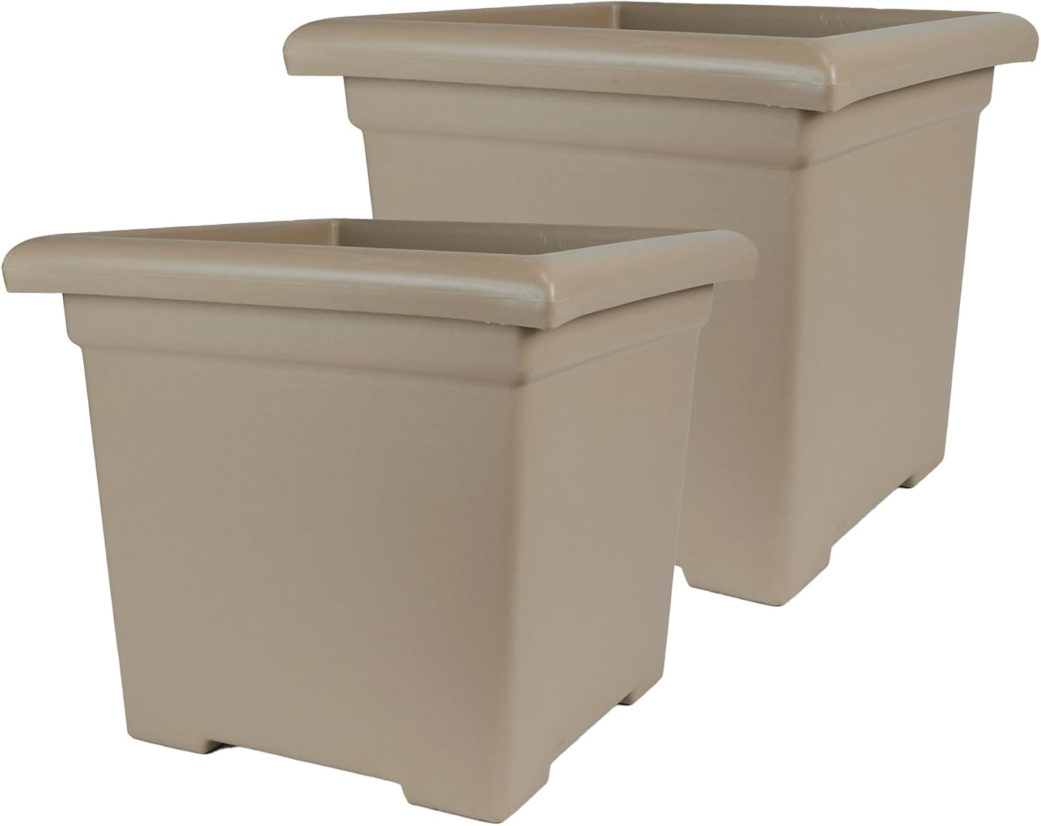The HC Companies Accent Square Plant Pot w/Drainage - Classic Planters for Outdoor Plants & Indoor Plants - Lightweight & UV-Resistant Square Planter Box (15.5”, Sandstone, Pack of 1)