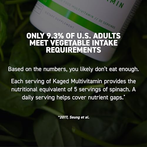 Kaged Multivitamin Capsules | Unflavored | Whole Foods Organic Fruits & Veggies | Plant Based Vegan Multivitamin | Vitamin C, D, E