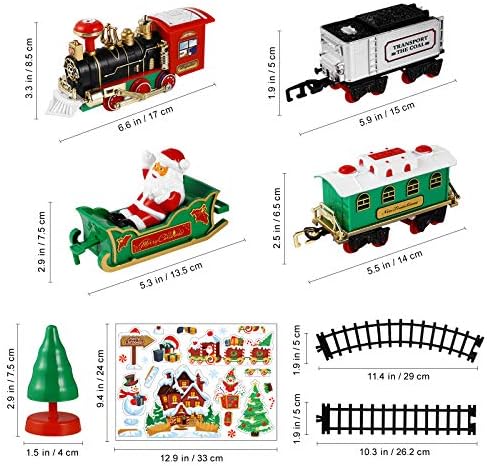 Toyvian Christmas Railway Train Set with 47.2" Railway Track & 4 Cars Lights and Sounds Railway