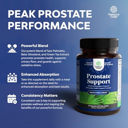 Herbal Prostate Supplement for Men - Potent Pygeum and Saw Palmetto Extract for Urinary Tract Support - Prostate Health Blend with Beta Sitosterol & Green Tea - Nighttime Comfort Support - 90 Count