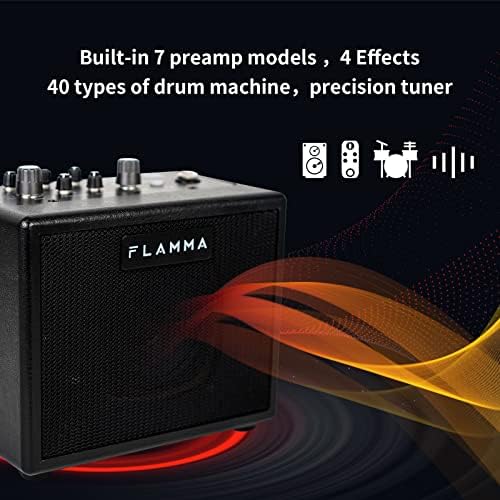 FLAMMA FA05 Electric Guitar Amplifier Combo Guitar Amp 5 Watt Support Bluetooth Headphone 7 Preamp Models Built-in Mod Reverb Delay Chorus Effects