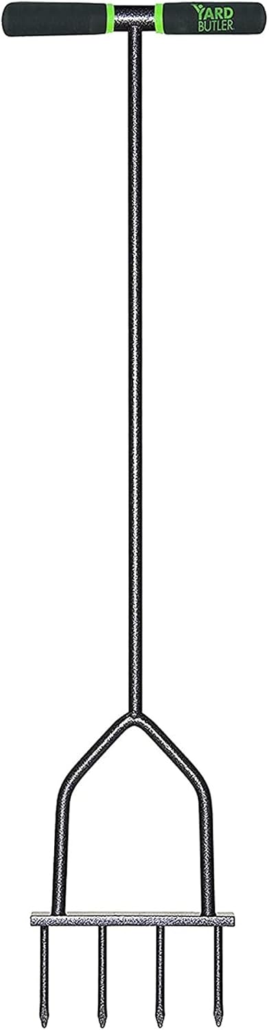Yard Butler Manual Lawn Coring Aerator, ID-6C - Lawn Care Tool for Aerating - Long-Handled - Power-Coated Steel Construction - Comfortable Cushioned Handles Garden Tool - Easy to Use | Long-Handled Aerator, Powder-Coated Steel Construction, Cushioned Han…