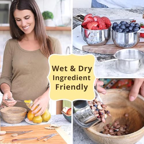 Simply Gourmet Measuring Cups & Spoons Set of 12, 18/08 Stainless Steel Kitchen Gadgets, Stackable Design with Long Handle Spoons, Fits in Spice Jars, Cooking & Baking Set for Dry & Liquid