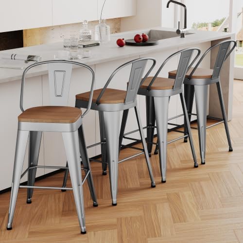 Aklaus Metal Bar Stools Set of 4