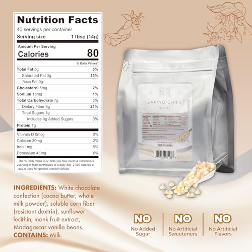 ChocZero Sugar Free Chocolate Chips, Milk Chocolate, 20 oz Bag