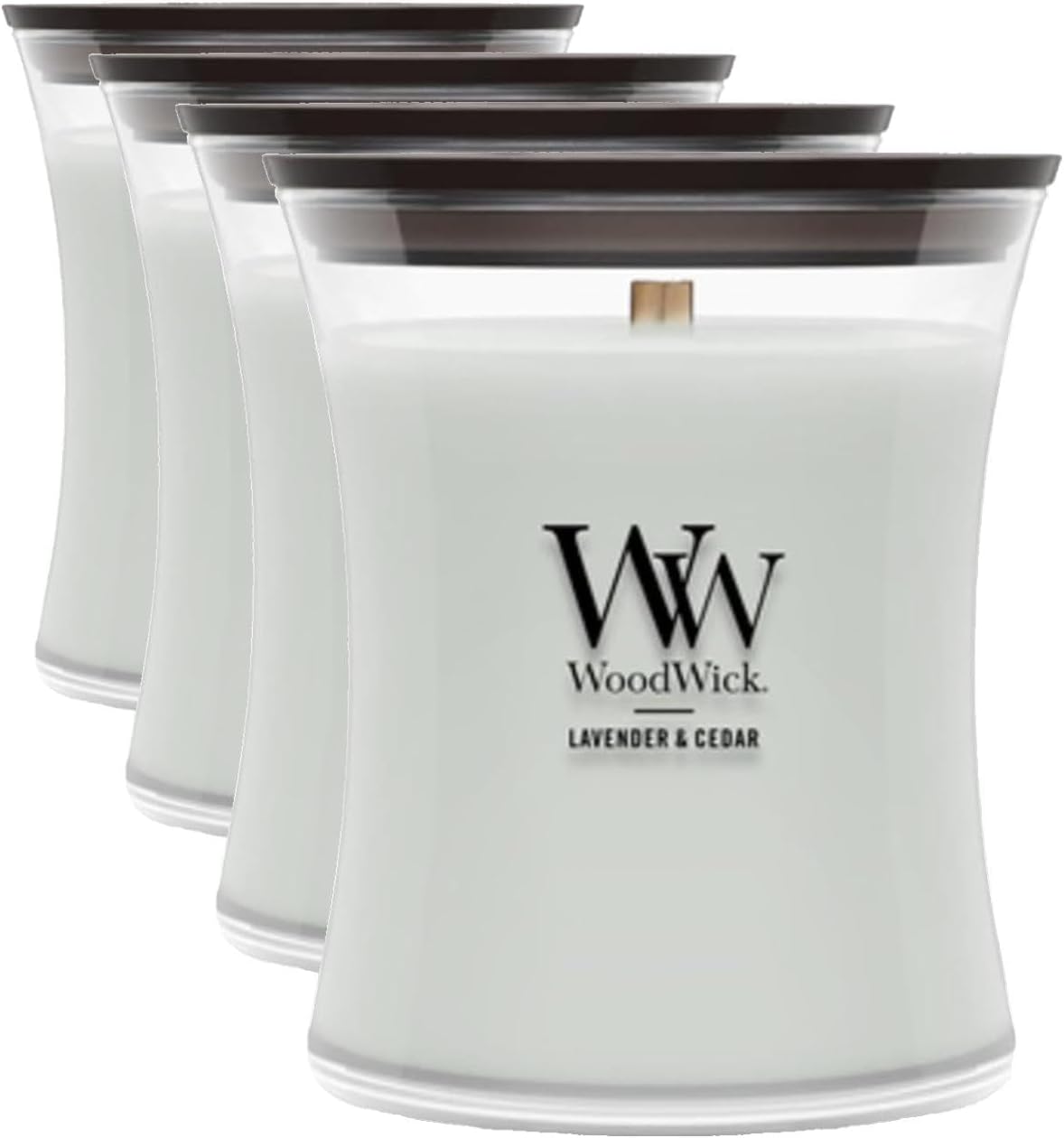 WoodWick Lavender Spa Gifts for Women and Men, 9.7 oz Medium Hourglass Candle with Crackling Wick