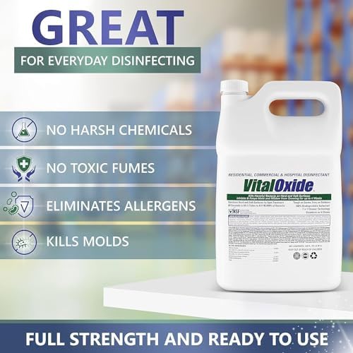 Vital Oxide Disinfectant, Deodorizer, Cleaner, Food-Contact Sanitizer, Virucide – (EPA registration #82972-1) – Kills Mold & Mildew, Eliminates Odors -1 Gallon | EPA registration 82972-1, disinfectant, deodorizer, cleaner, food-contact sanitizer and viru…