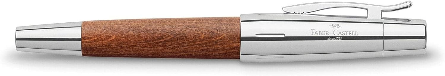 Faber-Castell e-motion Fountain Pen, Wood and Chrome Brown - Fine