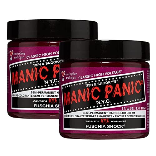 MANIC PANIC Classic Fuschia Shock Semi Permanent Hair Color - Dark Pink Hair Dye for Women & Men That Lasts 4-6 Weeks - Vegan