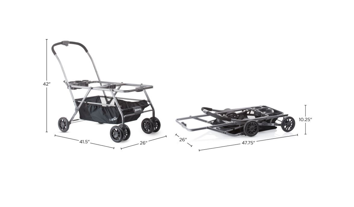 Joovy Twin Roo Car Seat Stroller, Holds 2 Car Seats, Stroller Frame