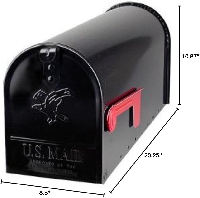 Architectural Mailboxes Elite Classic Galvanized Steel Post Mount Black Mailbox