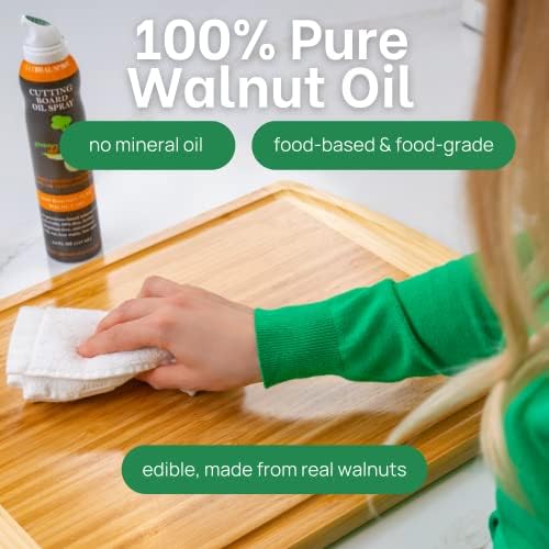 Greener Chef Non Toxic Cutting Board Oil - Innovative Spray for No Mess and Less Waste - Pure Italian Walnut Oil Conditioner for Wood Butcher Blocks