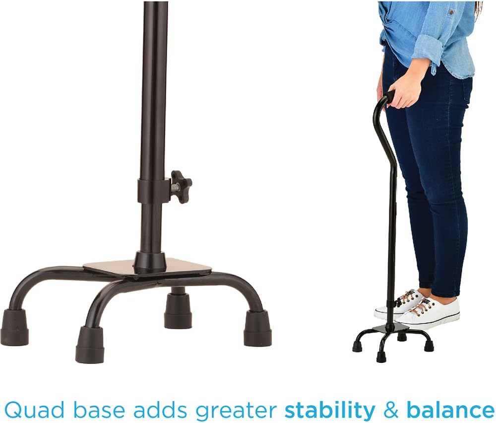 NOVA Designer Quad Cane, Lightweight Four Legged Cane with Soft Grip Handle, Height (for Users 4’11” - 6’4”) & Left or Right Adjustable, Butterflies Design