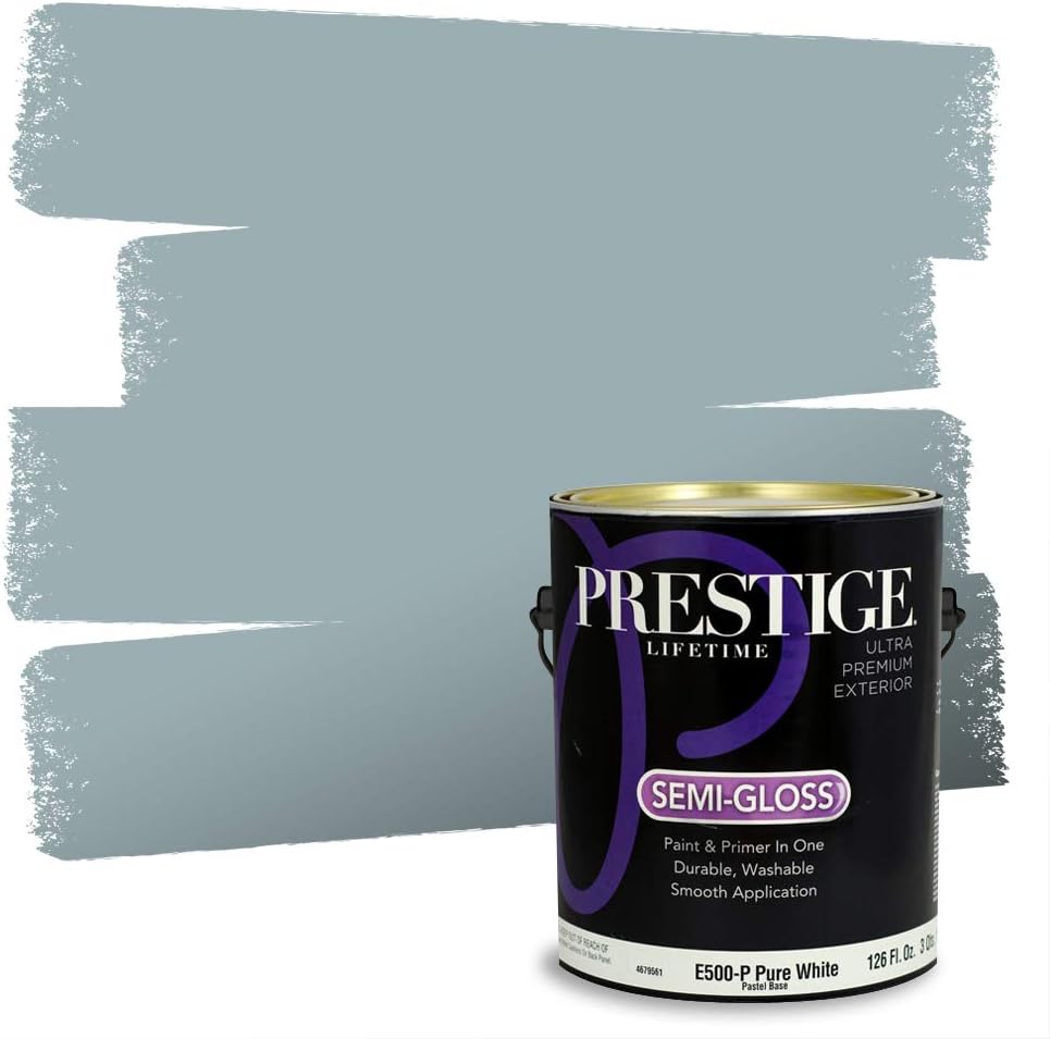 PRESTIGE Paints E100-T-SW6241 Exterior Paint and Primer in One, 1-Gallon, Flat, Comparable Match of Sherwin Williams Aleutian, 1 Gallon, SW18-Aleutian