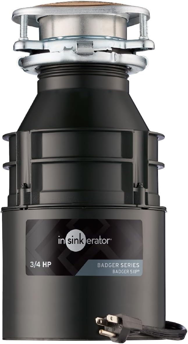 InSinkErator Badger 1 Garbage Disposal with Power Cord, Badger Series 1/3 HP Continuous Feed Food Waste Disposer
