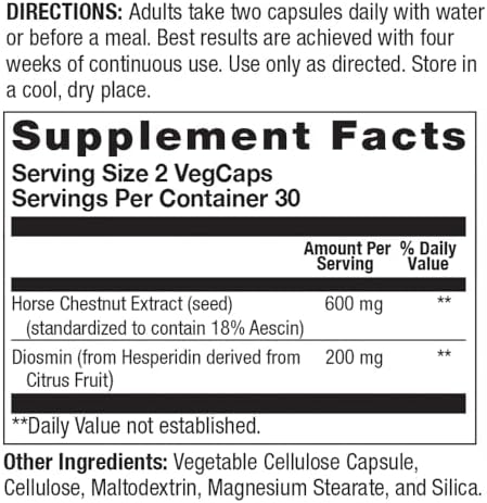 Body Gold Venastat, Leg Vein Support Supplements, 60 Veggie Capsules