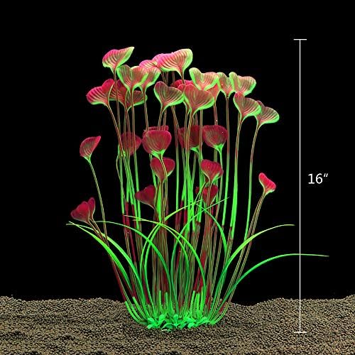 ALEGI Aquarium Plastic Plants,Artificial Plants Decoration 16 inch 2Pcs