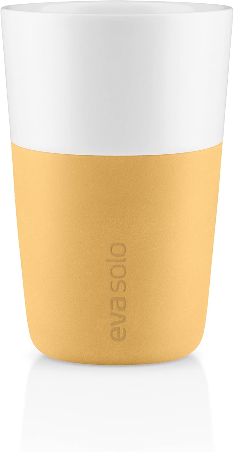 Eva Solo | 2 Lungo Tumbler Mugs | 8 oz Porcelain Coffee Cup Tumblers with Silicone-coated Grip | Danish Design, Functionality & Quality | Black