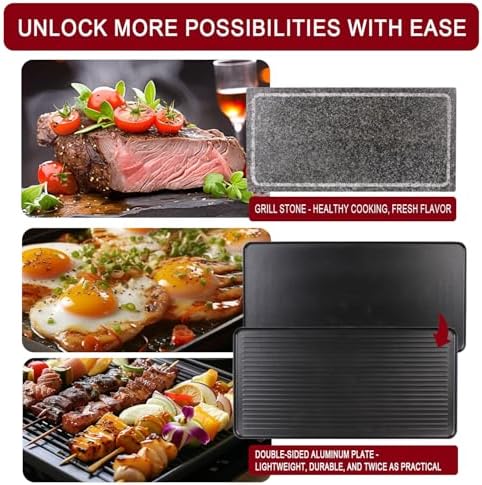 Artestia 1700W Raclette Electric Party Grill for 6–8 People | Korean BBQ Table Grill & Raclette Cheese Melting Grill, Nonstick & Granite Plates
