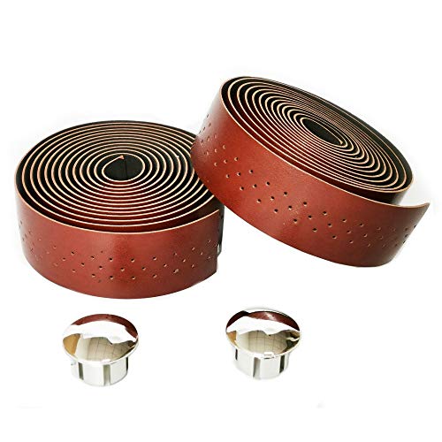 UPANBIKE Bike Handlebar Tape with Stomata Luxury Synthetic Leather Wraps for Road Bike Fixed Gear Bike (2pcs/Set)
