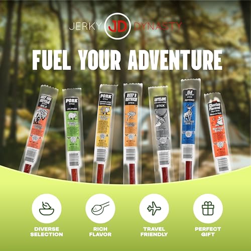 Jerky Dynasty The Ultimate 27-Piece Exotic Jerky Gift Set - Buffalo Bob's Wild Game Jerky Variety Pack - Exclusive Flavors & Protein Snack