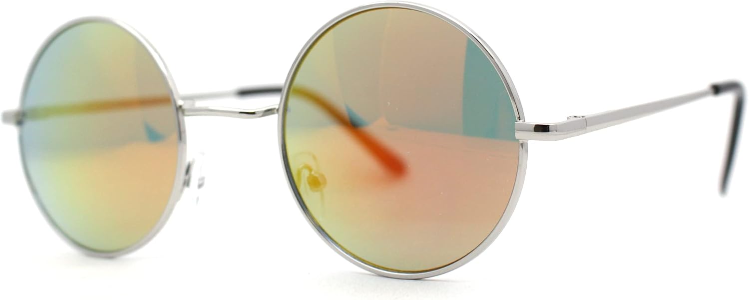 SA106 Reflective Color Mirrored Hippie Groove Round Circle Lens Retro Sunglasses