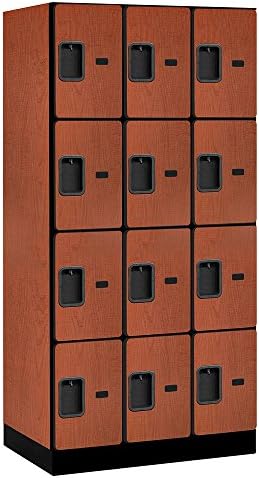 Salsbury Industries Four Tier Designer Wood Locker, Mahogany, 6' 3" x 18"