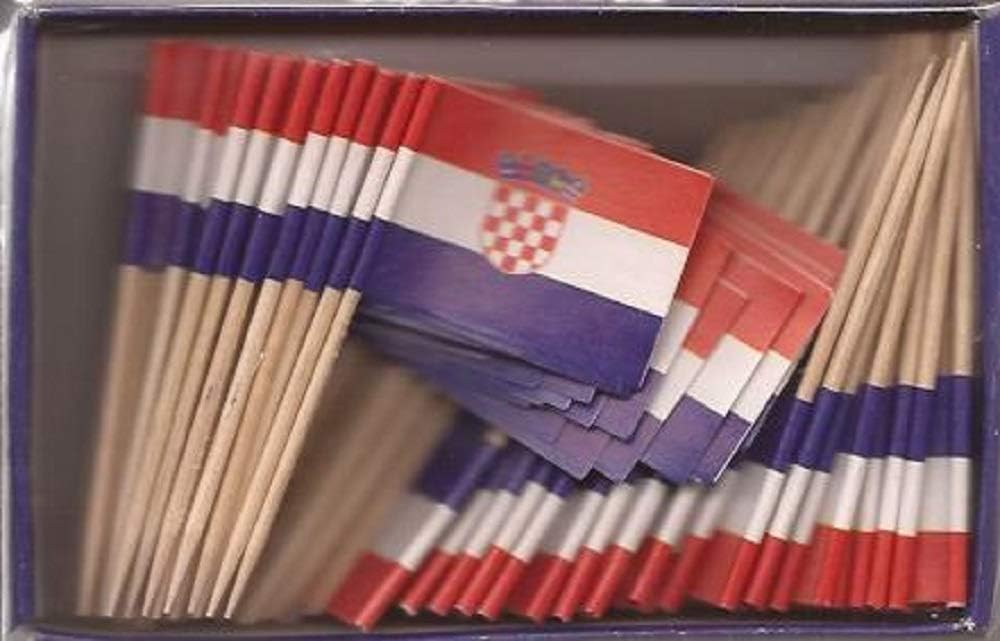 One Box of 100 Nicaragua Toothpick Flags, 100 Small Mini International Flag Cupcake Toothpicks or Cocktail Picks