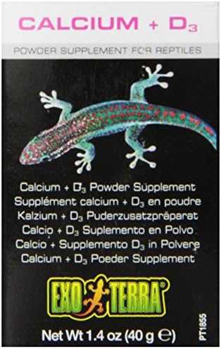 Exo Terra Calcium + D3 Powder, Ultra-fine, 3.2 oz. | Phosphorus Free Formula Boosts Bone Health & Calcium Absorption, Ideal for Insects, Fruits & Veggies