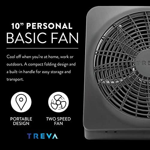Treva 10 in Portable Desktop Battery Fan 2-Speed with AC Adapter Graphite | Yes