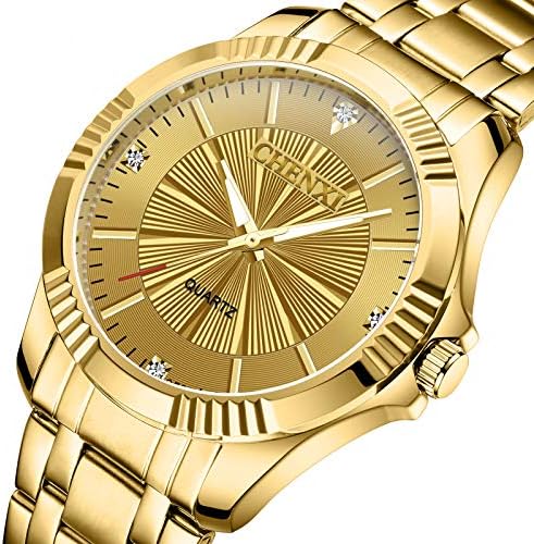 DREAMING Q&P Fq-005 Classic Style Gold Stainless Steel Mens Wrist Watches with Crystals for Man