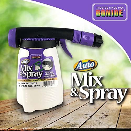 Bonide Auto Mix & Spray Hose End Sprayer for Weed and Insect Killer, Fungicide, Fertilizer with 14 Settings and 4 Spray Patterns