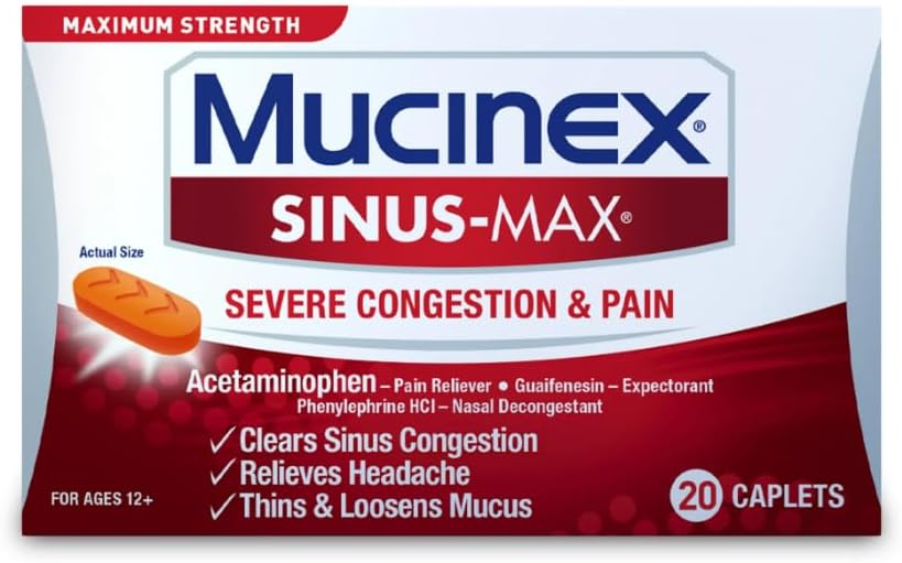 Sinus-Max Congestion & Pain Caplet (20 Count (Pack of 2))