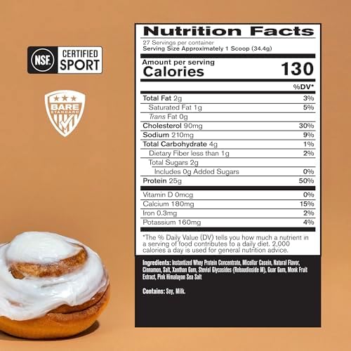 BARE PERFORMANCE NUTRITION, BPN Whey Protein + Casein Protein Powder Blend, Vanilla, 25g Protein per Serving Supports Lean Muscle Recovery