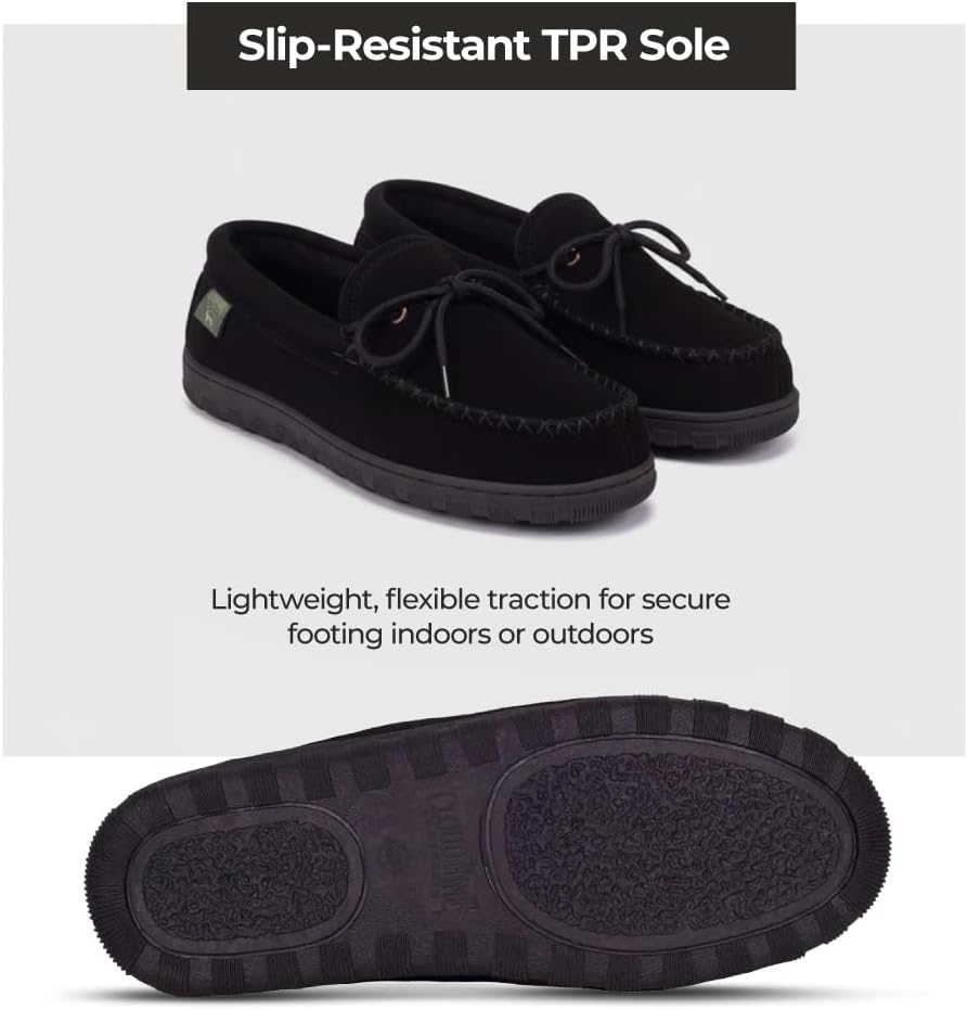 Cloud Nine Sheepskin Men's Moccasin Slippers - Classic Comfortable Slip-On Slippers for Men with Removable Insole