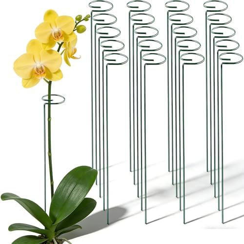 10 Pieces 24 inch Green Single Stem Plant Stakes Flower Support Rings,Gardening Planter Cages for Single Stem Flowers, Amaryllis, Peony, Lily,Narcissus
