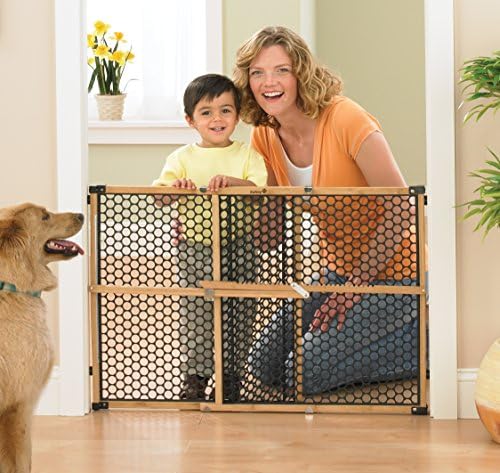 Safety 1st Bamboo Baby Gate for Doorways, No Drill Easy Install, Dog Gates, Fits 28"-42", 24" High, Bamboo and Black