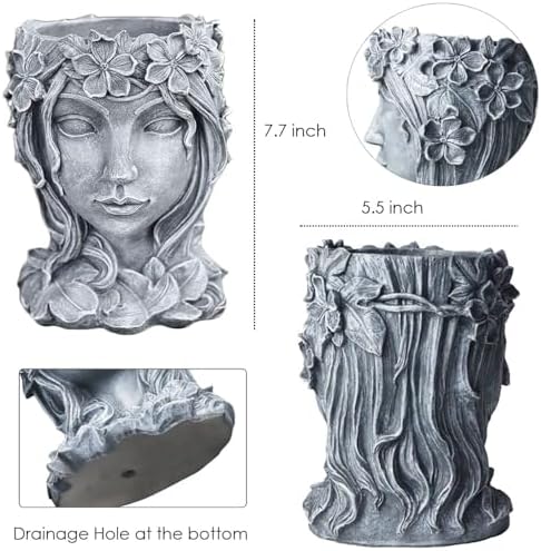 Head Planter Face Flower Pot Goddess Statue Planter Girl Portrait Container