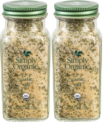 Simply Organic, Garlic Salt Organic, 4.7 Ounce | Perfect Blend of Salt, Garlic and Parsley for any Savory Dish