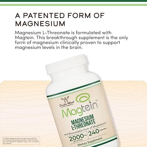 Magnesium L-Threonate 2,000mg Magtein, Natural Sleep Support, 120 Capsules | Cognitive Function, Neurological Health, Sleep + Memory Support, 90-Day Supply, MIT Patented Magtein Form, Third-Party Tested