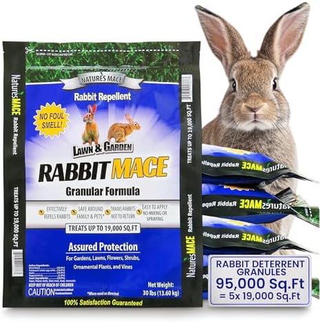 Nature's MACE Rabbit Mace Rabbit Repellent 3 lb Granules | Gardens, Lawns, Farms & Landscapes, Treats 1,350 sq ft, Granular Deterrent, All-Season Use, Safe for Pets, Children, Plants.