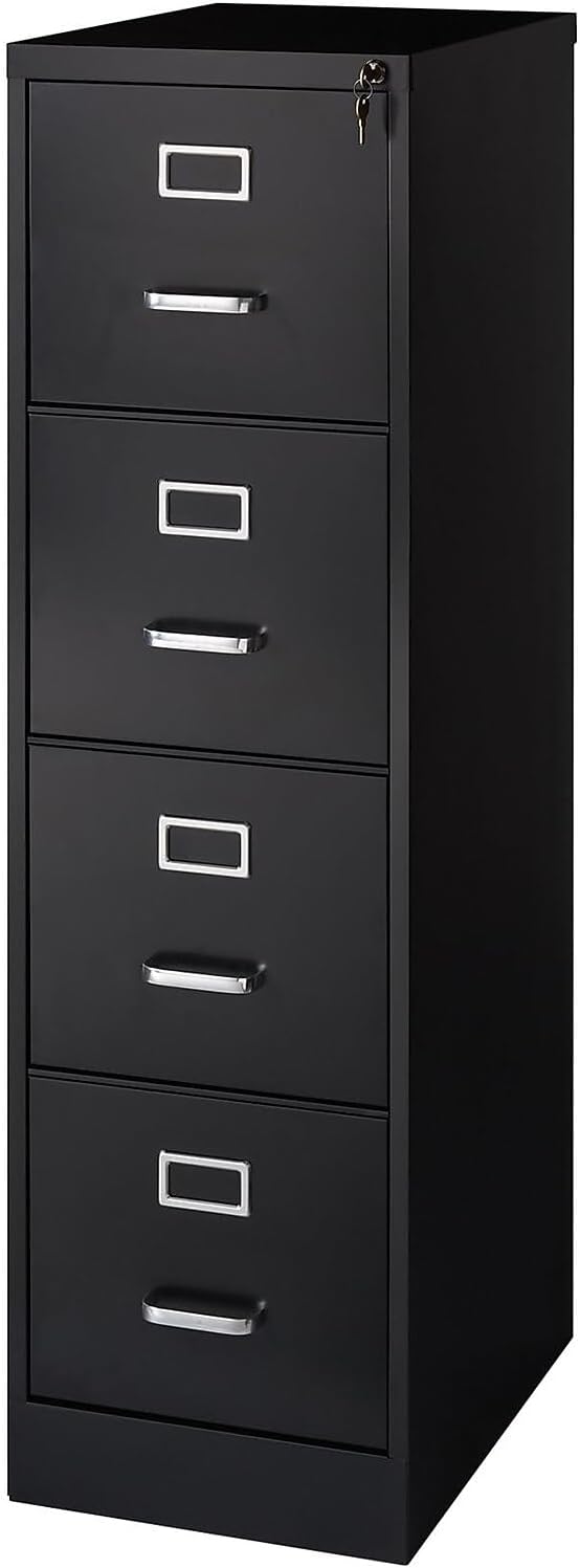 Staples 4-Drawer Vertical File Cabinet, Letter Size Documents, Lockable, 26.5" D x 15" W x 51.97" H, Putty/Beige
